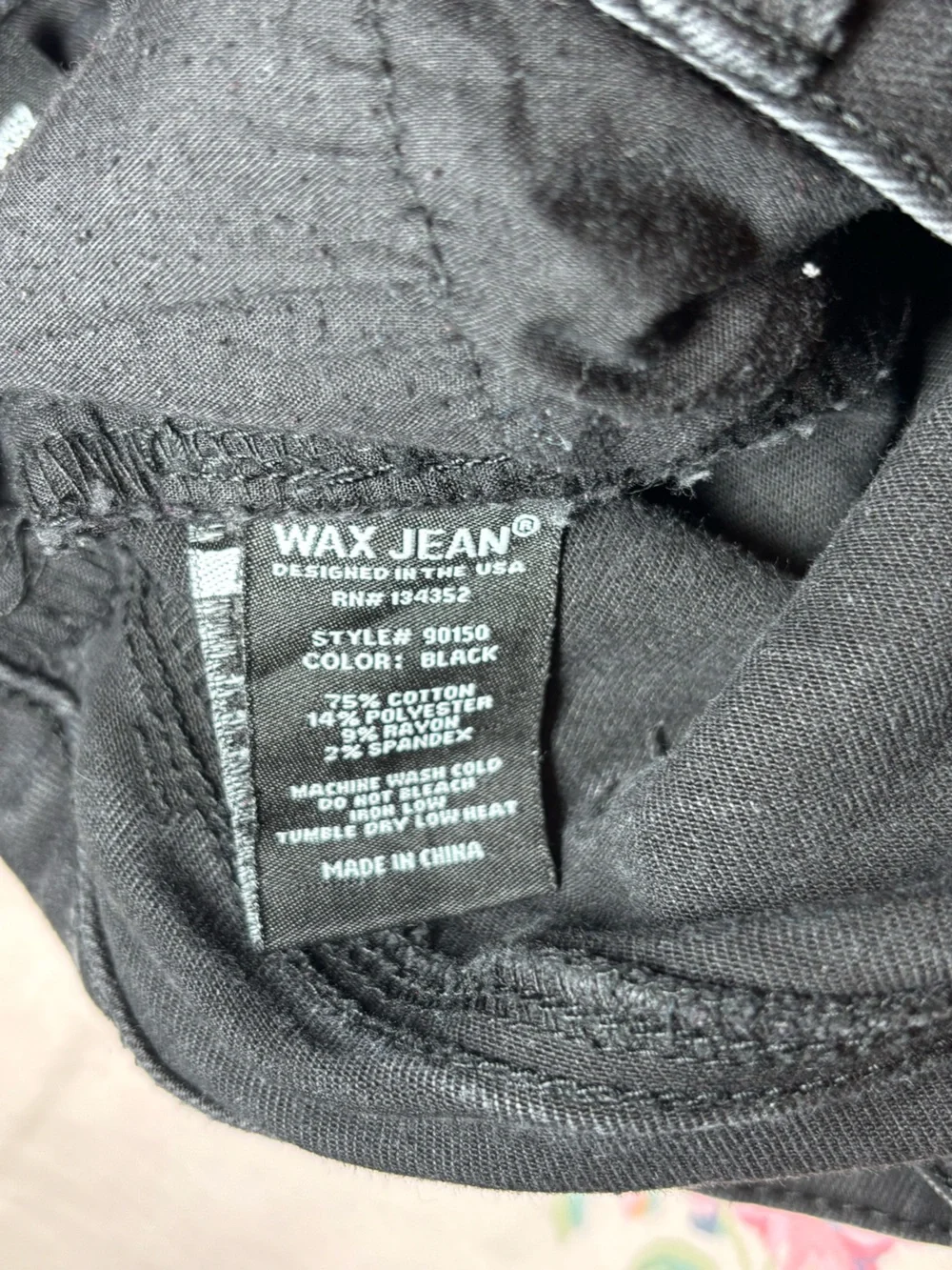 Wax Jean Black Skinny Jeans with Distressed Detail